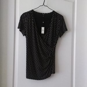 Talbot's black and white polka dot top